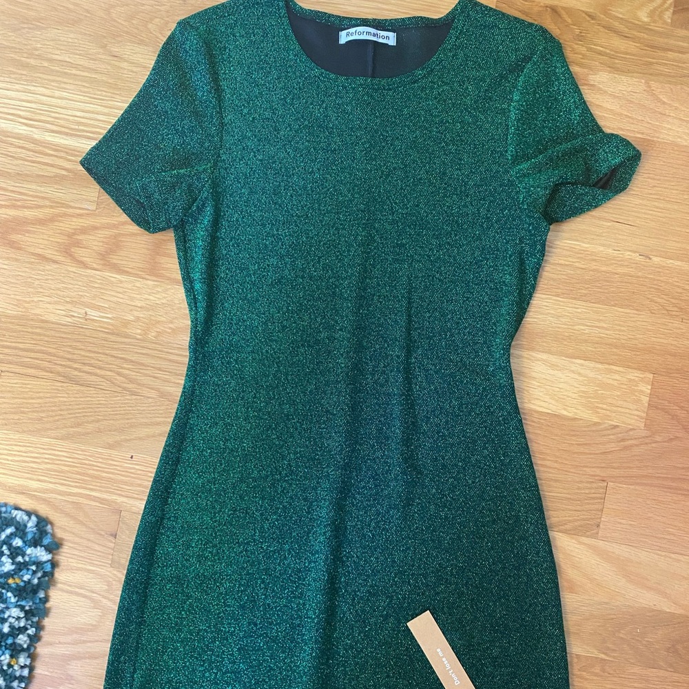 Reformation minidress green sparkle